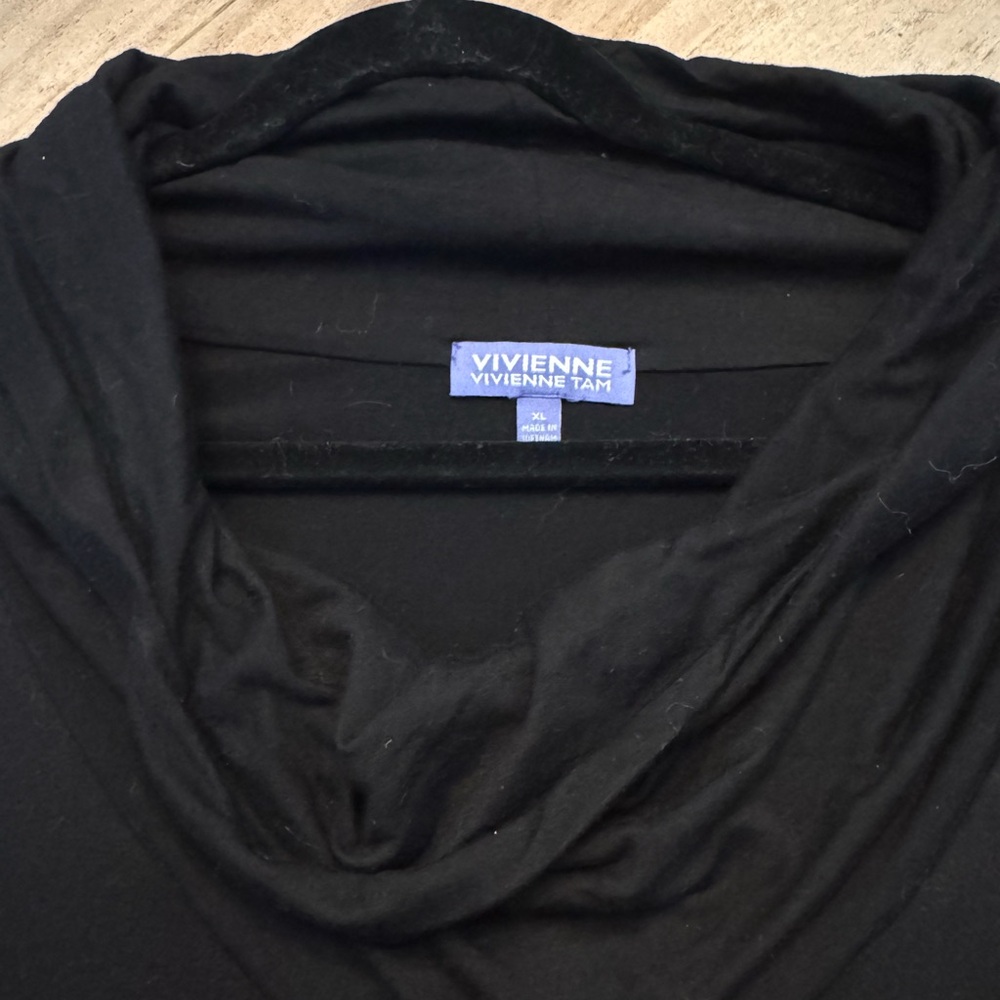 Vivienne Tam Elegant Black Cowl Neck Spandex Tunic